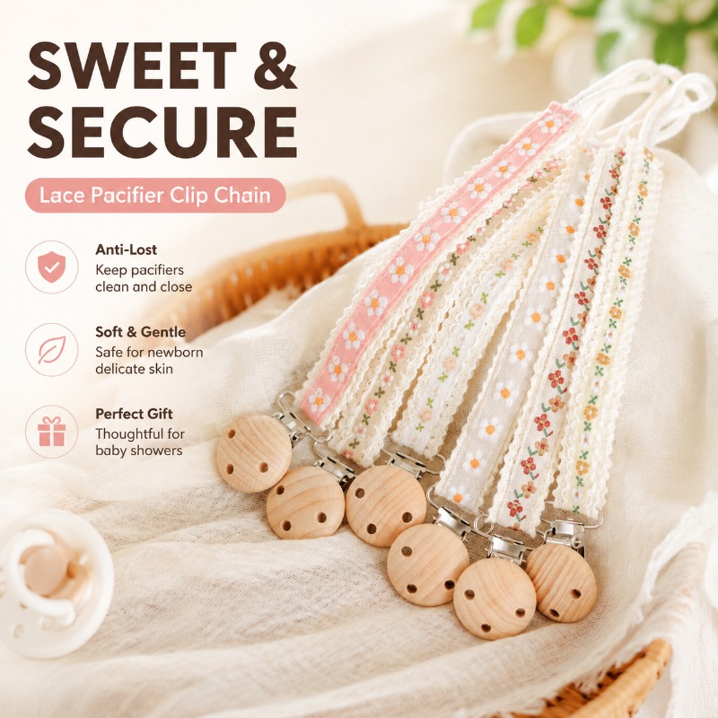 Baby Products 2 Years - Yenidoğanlar İçin Dantel Emzik Zinciri, Kaybolmaya